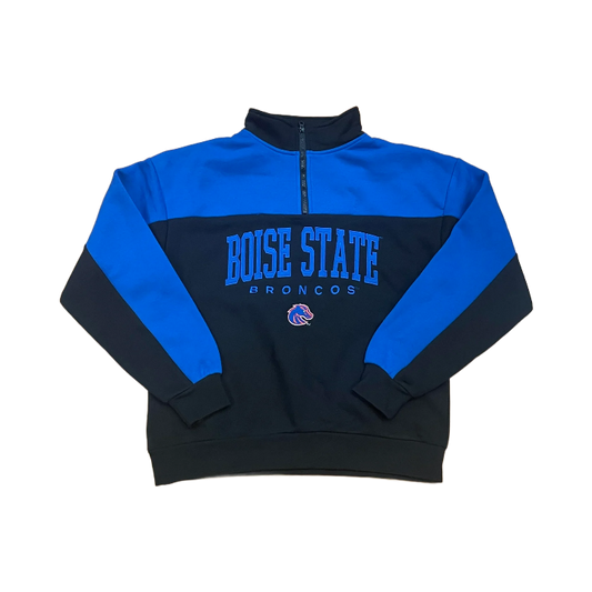 Boise State Broncos ZooZatz Women's 1/4 Zip Sweatshirt (Black/Blue)