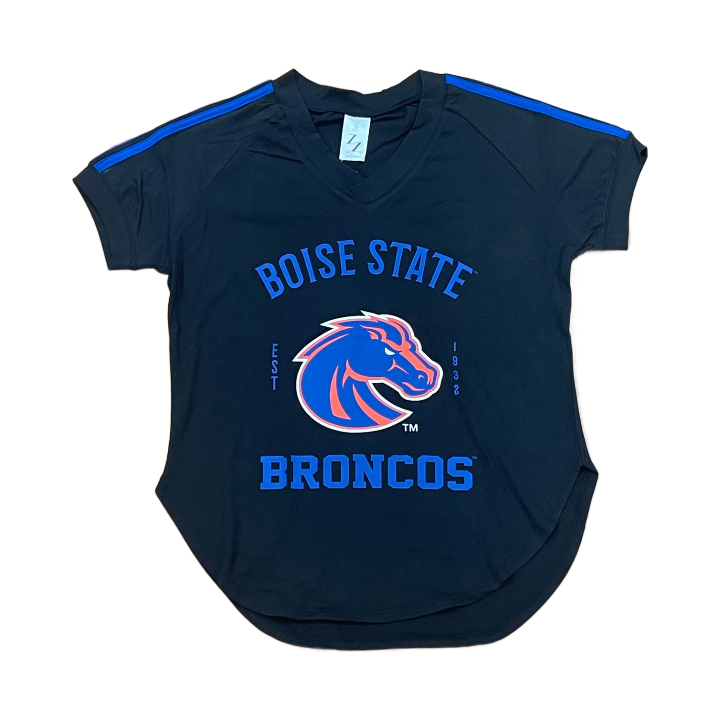 Boise State Broncos ZooZatz Women's Bronco V-Neck T-Shirt (Black)