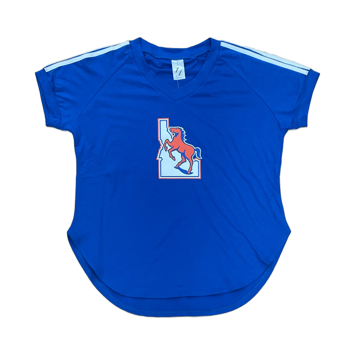 Boise State Broncos ZooZatz Women's Vault V-Neck T-Shirt (Blue)