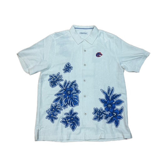 Boise State Broncos Tommy Bahama Hibiscus Vibrations Floral Button Up Shirt (White)