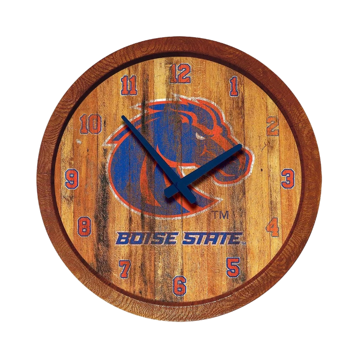 Boise State Broncos The Fan Brand Weathered "Faux" Barrell Top Wall Clock