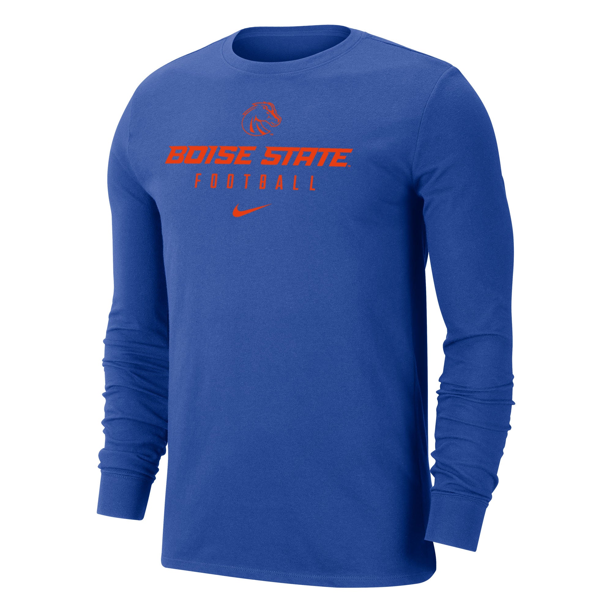 Boise State Broncos Nike Men's Football Dri-Fit Cotton Long Sleeve T –  The Blue and Orange Store