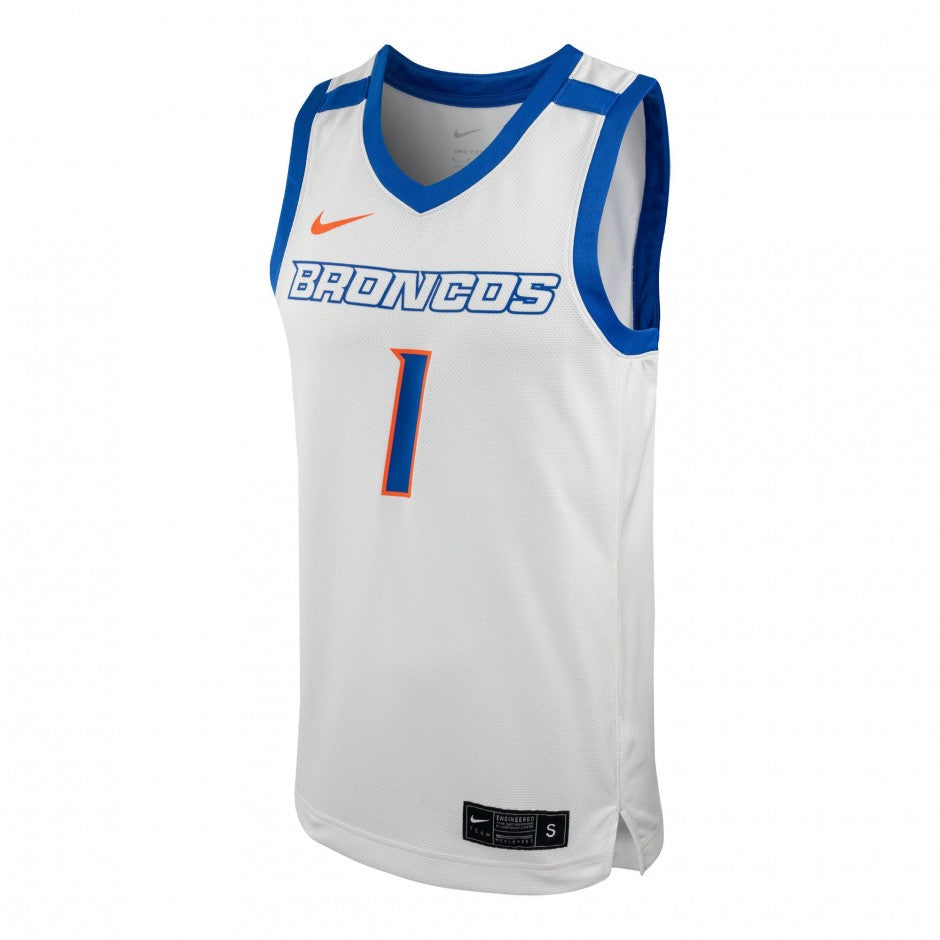 nike basketball gear Boise State Broncos Men's Nike #1 Basketball Jersey (White)
