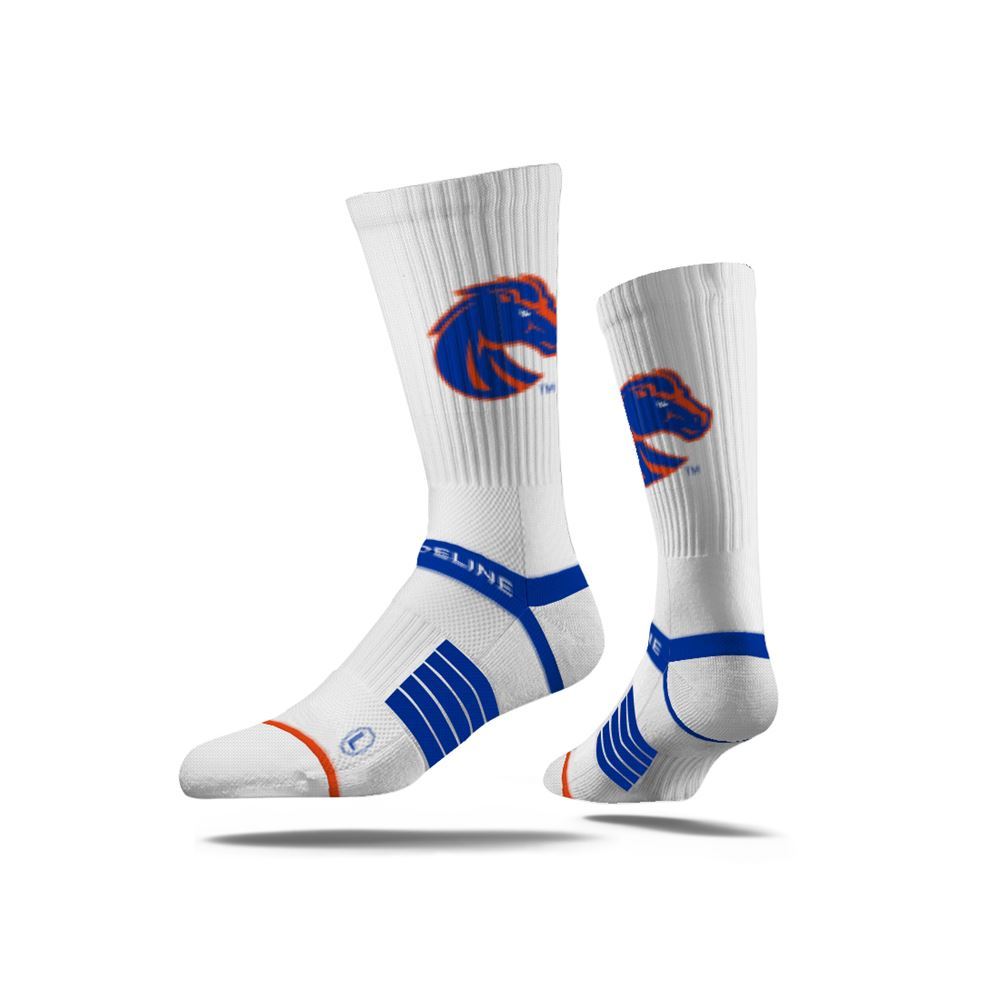 Boise State Broncos Strideline Crew Socks (White)