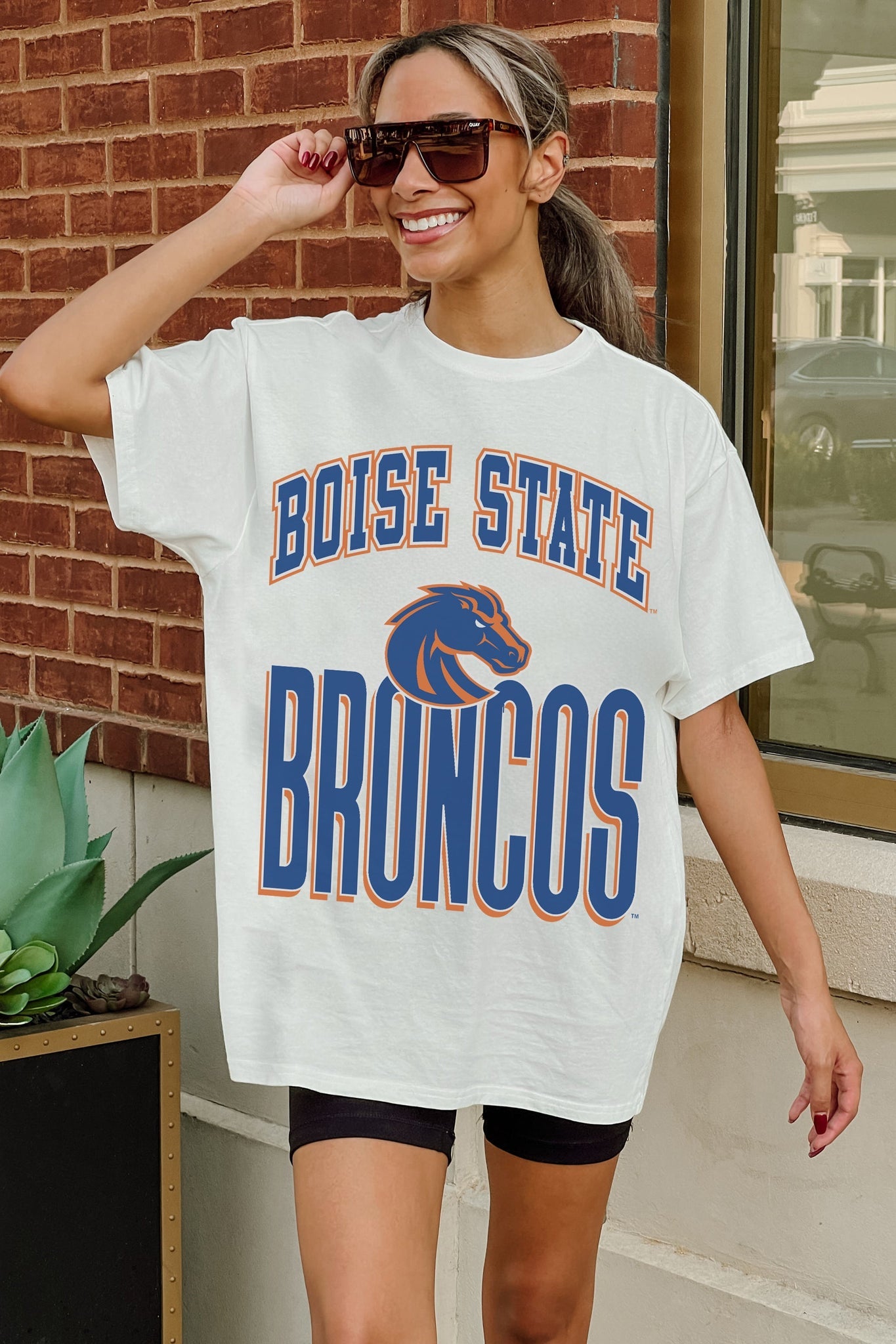 Boise State Broncos Gameday Couture Women's Fierce Force Washed Relaxed Fit T-Shirt (White)