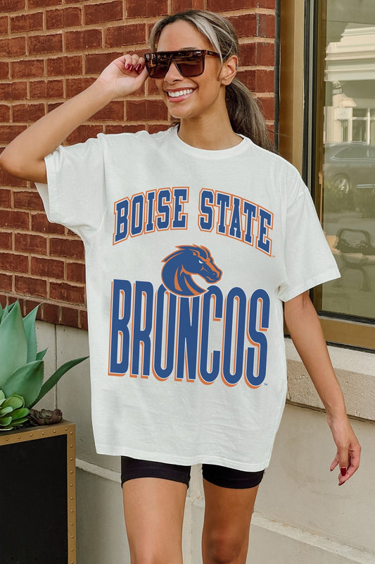 Boise State Broncos Gameday Couture Women's Fierce Force Washed Relaxed Fit T-Shirt (White)