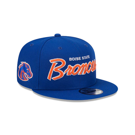 Boise State Broncos New Era Script 9Fifty Snapback Hat (Blue)