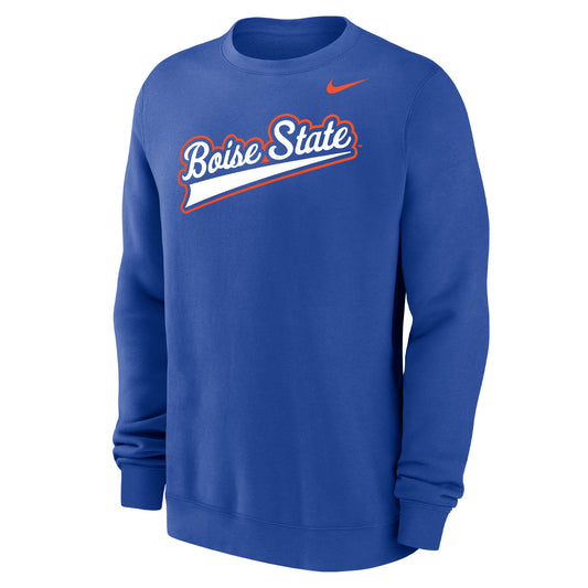 Boise State Broncos Nike Men's Cursive Crewneck Sweatshirt (Blue)