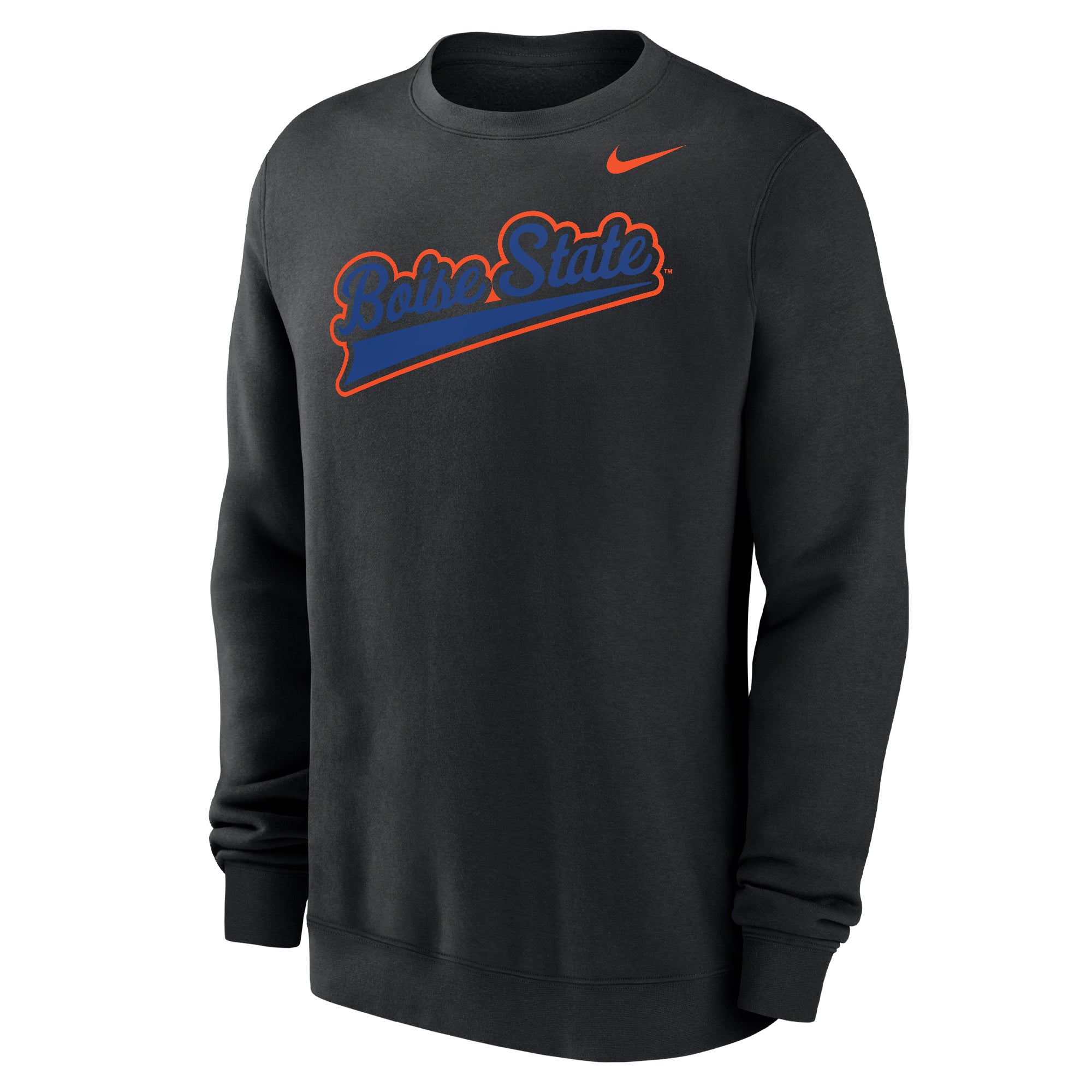 Boise State Broncos Nike Men s Cursive Crewneck Sweatshirt Black The Blue and Orange Store