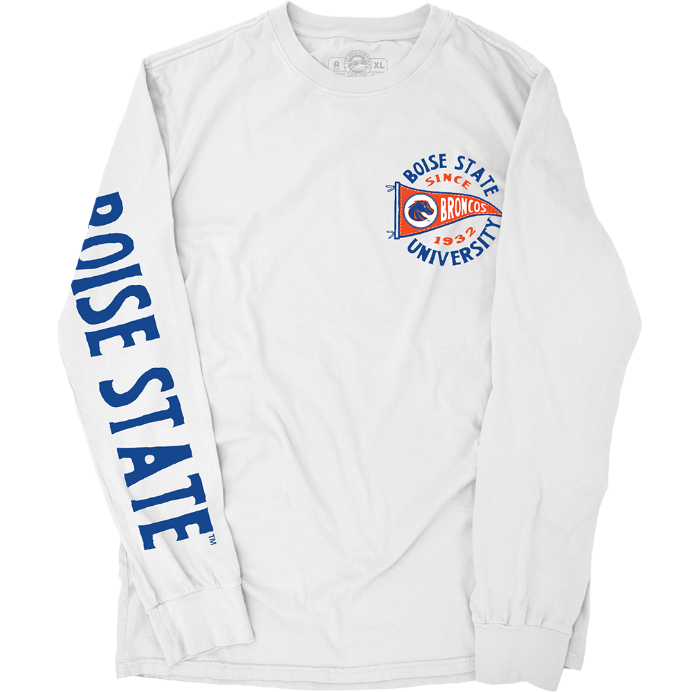 Boise State Broncos Duck Company Pennant Men's Long Sleeve T-Shirt (White)