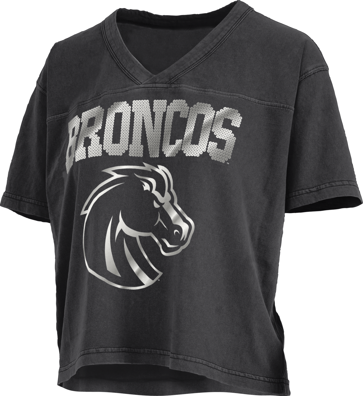 Boise State Broncos Pressbox Women's Sequin T-Shirt (Black)