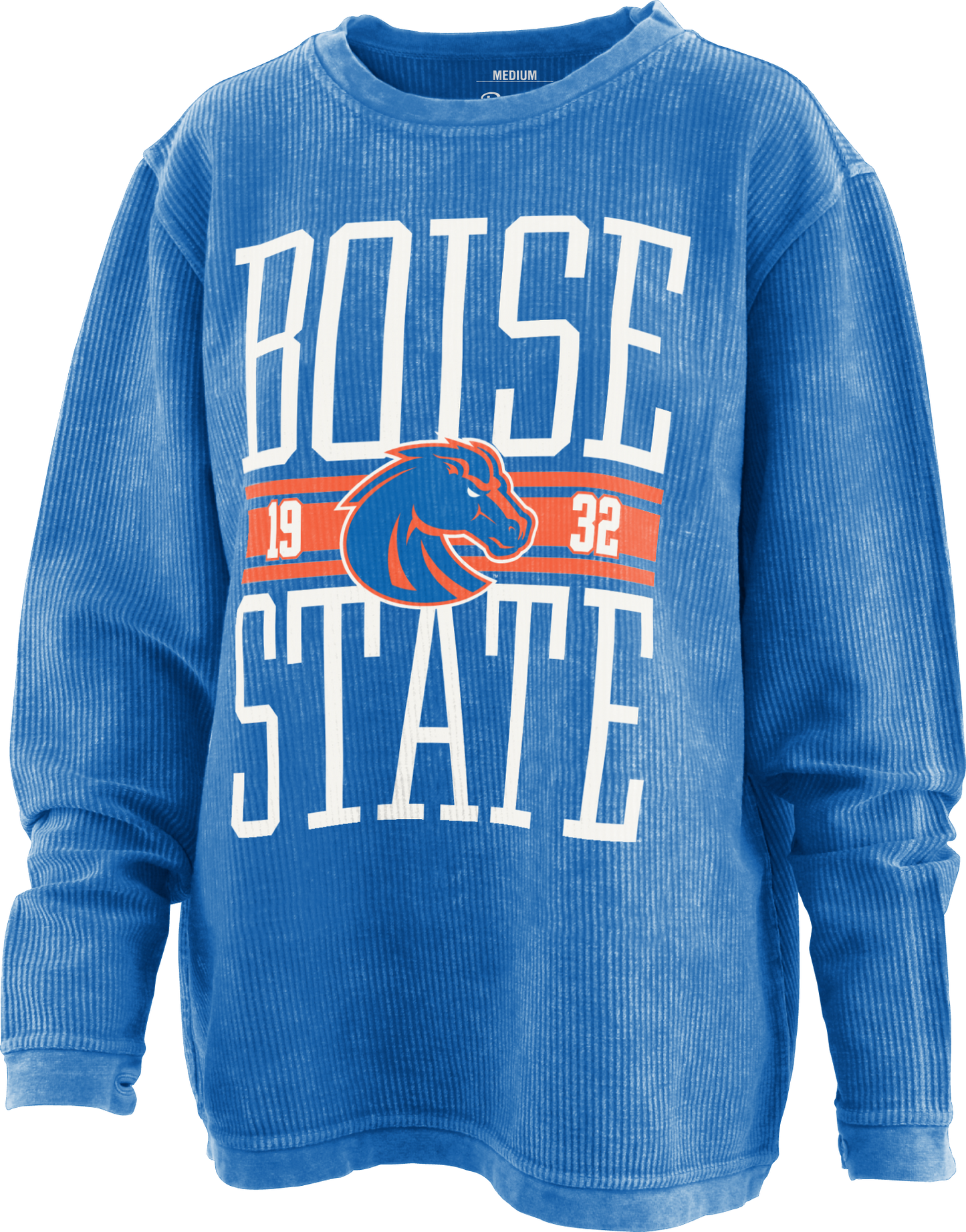 Boise State Broncos Pressbox Women's Corduroy Crewneck Sweatshirt (Blue)