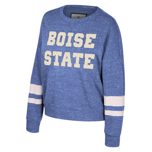 Boise State Broncos Colosseum Women's Speckled Crewneck Sweatshirt (Blue)