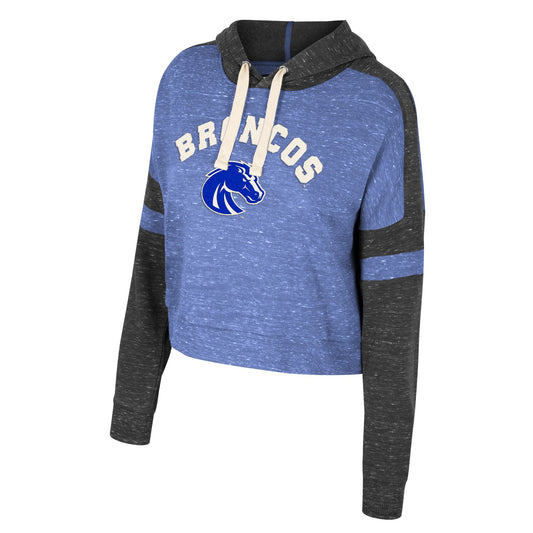 Boise State Broncos Colosseum Women's Crop Hoodie (Blue/Charcoal)