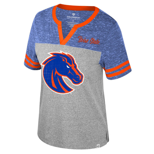 Boise State Broncos Colosseum Women's V-Neck T-Shirt (Blue/Grey)
