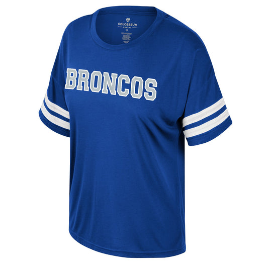 Boise State Broncos Colosseum Women's Oversized Sequin T-Shirt (Blue)