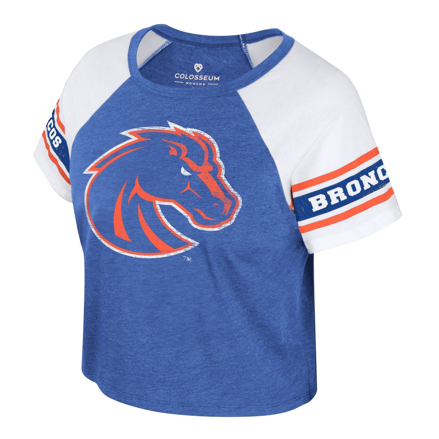 Boise State Broncos Colosseum Women's Bronco Cropped T-Shirt (Blue)