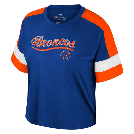 Boise State Broncos Colosseum Girl's Studded T-Shirt (Blue)