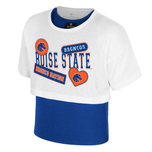 Boise State Broncos Colosseum Girl's Two Piece Shirts (White/Blue)