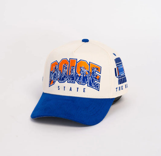 Boise State Broncos Wooden Grail Stampede A-Frame Snapback Hat (Cream/Blue)
