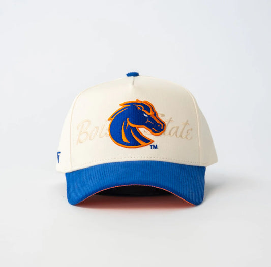 Boise State Broncos Wooden Grail Script A-Frame Snapback Hat (Cream/Blue)