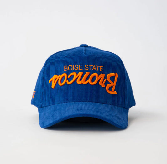 Boise State Broncos Wooden Grail Flip the Script Corduroy A-Frame Snapback Hat (Blue)
