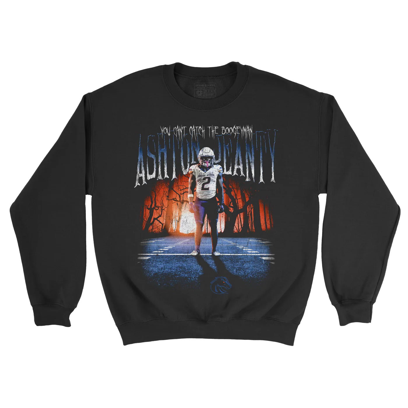 Boise State Broncos Urban Champs Men's Ashton Jeanty Boogeyman Crewneck Sweatshirt (Black)