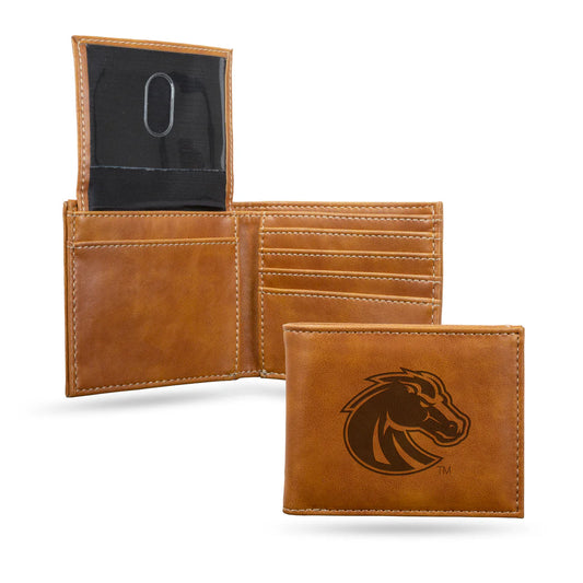 Boise State Broncos Rico Laser Engraved Billfold Wallet (Tan)