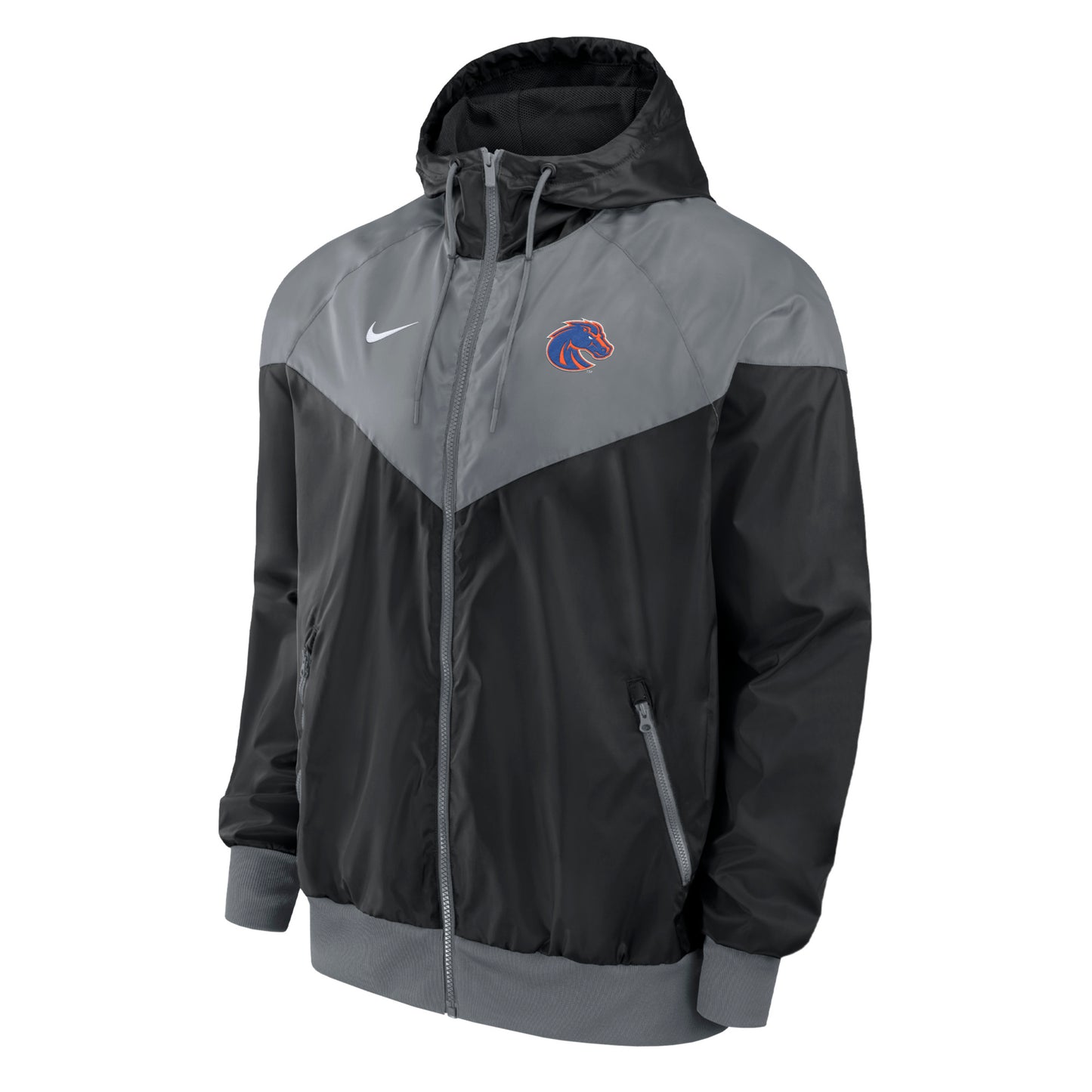 Boise State Broncos Nike Men's Full Zip Windrunner Jacket (Black/Grey)