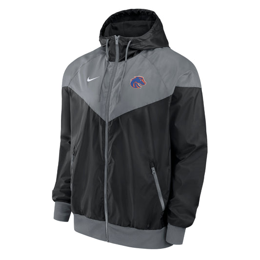 Boise State Broncos Nike Men's Full Zip Windrunner Jacket (Black/Grey)