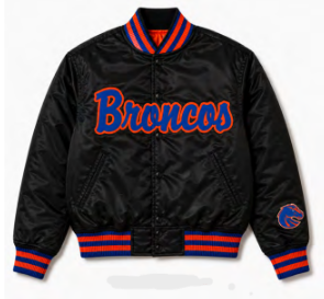 Boise State Broncos Blue & Orange Store Exclusive Satin Bomber Jacket (Black)