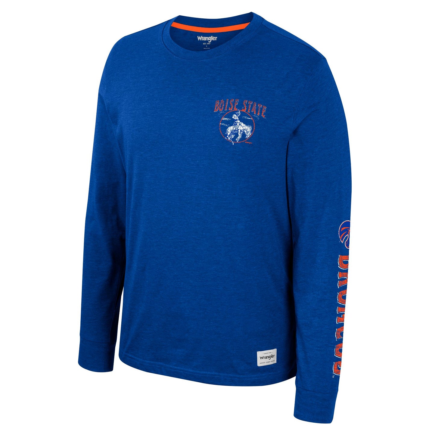 Boise State Broncos Wrangler Men's Bucking Bronco Long Sleeve T-Shirt (Blue)