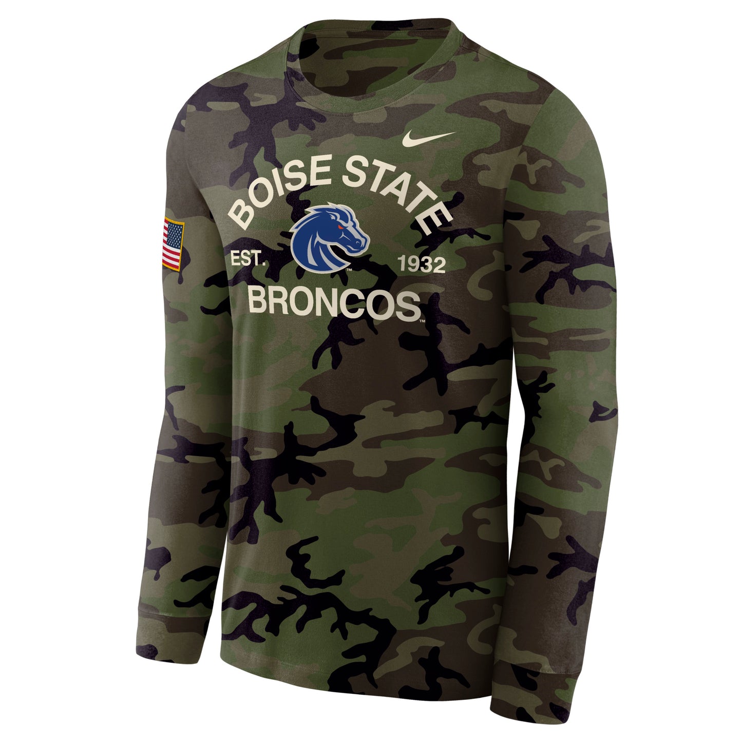 Boise State Broncos Nike Men's 2025 Military Appreciation Long Sleeve Dri-Fit T-Shirt (Camo)