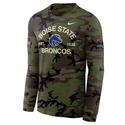 Boise State Broncos Nike Men's 2025 Military Appreciation Long Sleeve Dri-Fit T-Shirt (Camo)