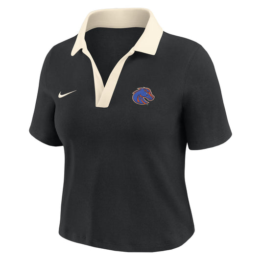 Boise State Broncos Nike Women's Cropped Polo (Black)