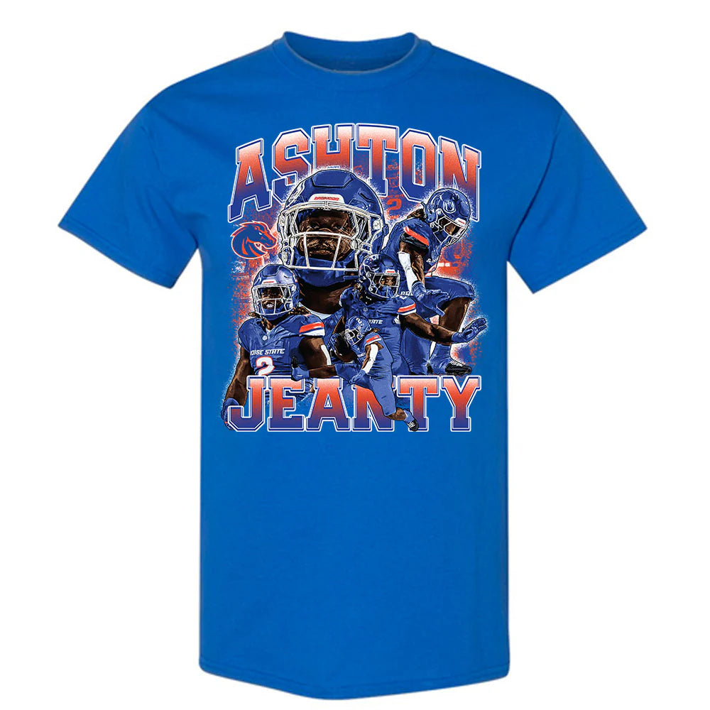 Boise State Broncos Athlete's Thread Men's Graphic Ashton Jeanty Collage T-Shirt (Blue)