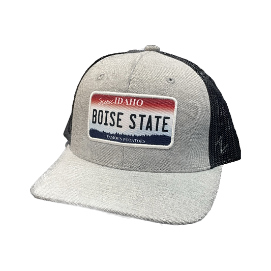 Boise State Broncos Zephyr License Plate Trucker Snapback Hat (Grey/Black)
