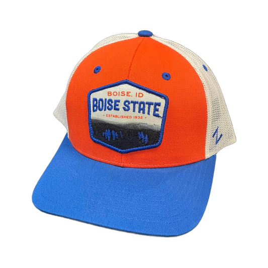 Boise State Broncos Zephyr "Boise State" Patch Trucker Snapback Hat (Orange/White)