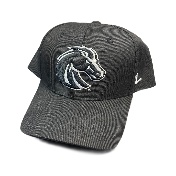 Boise State Broncos Zephyr White Bronco Curved Fitted Hat (Black)