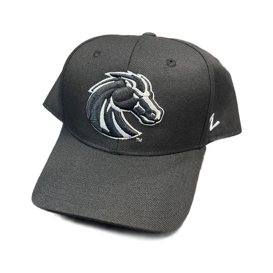 Boise State Broncos Zephyr White Bronco Curved Fitted Hat (Black)