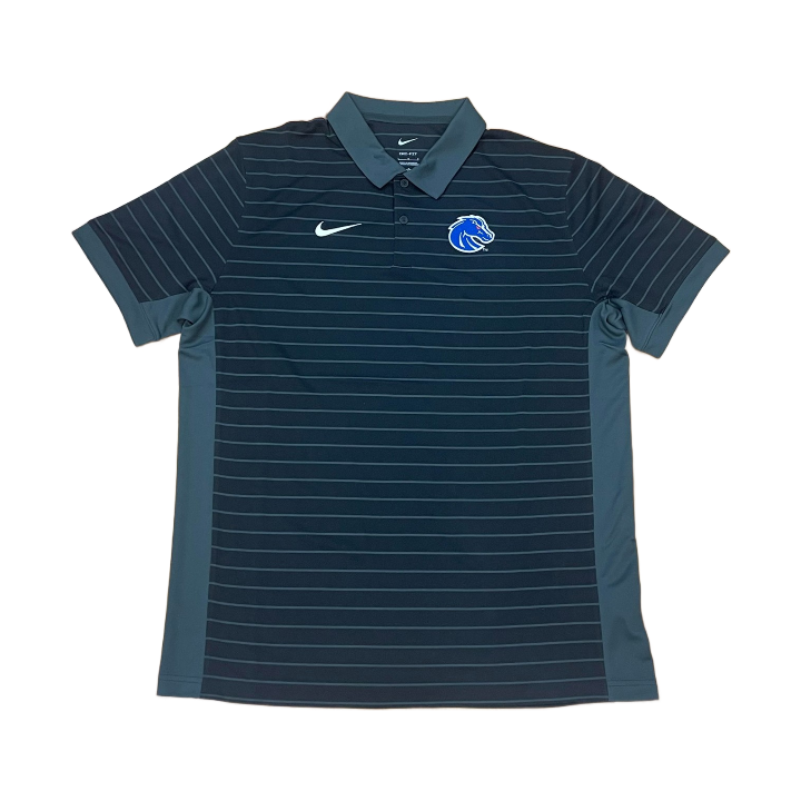 Boise State Broncos Nike Men's Striped On-Field Dri-Fit Polo (Black/Grey)