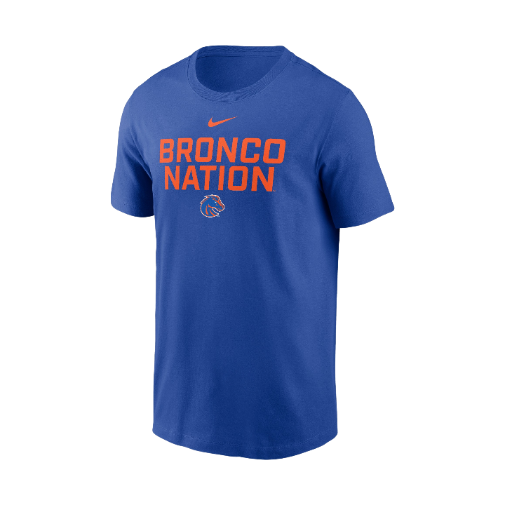 Boise State Broncos Nike Men's "Bronco Nation" Dri-Fit Cotton T-Shirt (Blue)