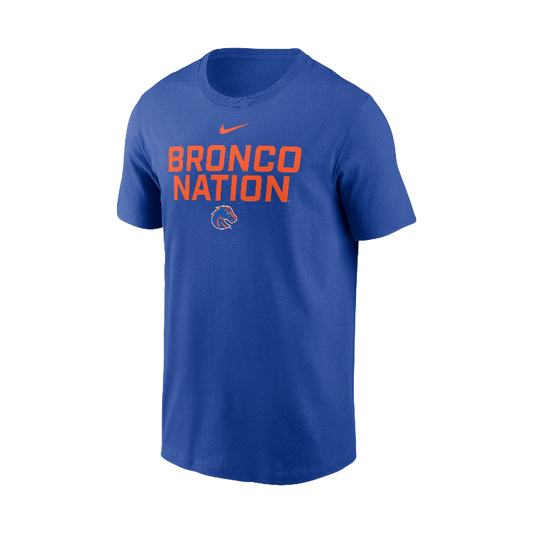 Boise State Broncos Nike Men's "Bronco Nation" Dri-Fit Cotton T-Shirt (Blue)