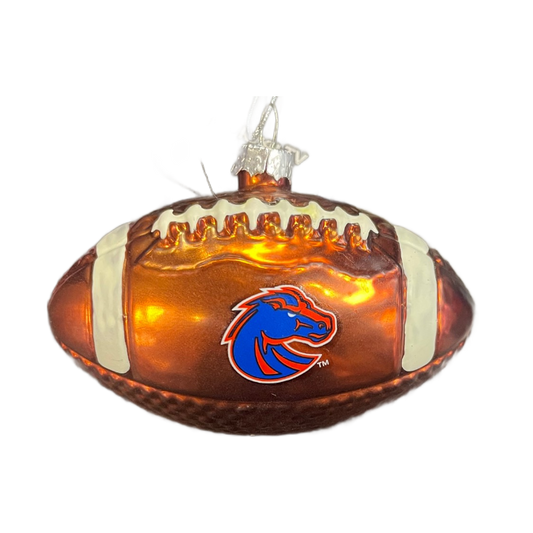 Boise State Broncos Memory Company Blown Glass Football Ornament