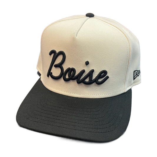 New Era Script Boise 9Fifty A-Frame Snapback Hat (Cream/Black)