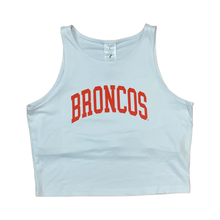 Boise State Broncos ZooZatz Women's Cropped Tank Top T-Shirt (White)