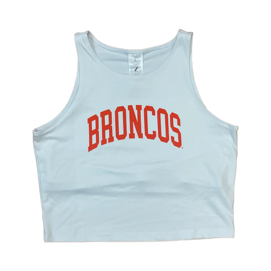 Boise State Broncos ZooZatz Women's Cropped Tank Top T-Shirt (White)