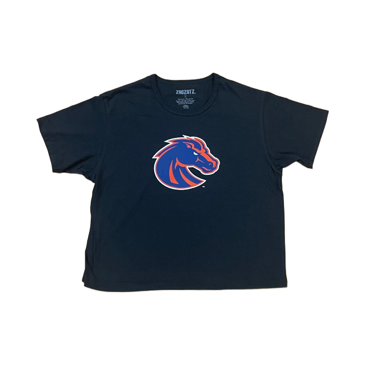 Boise State Broncos ZooZatz Women's Bronco Cropped T-Shirt (Black)