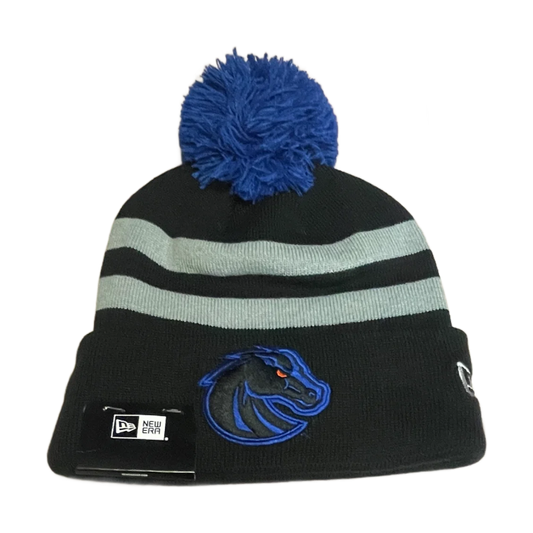 Boise State Broncos New Era Bronco Striped Pom Beanie (Black)