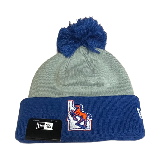 Boise State Broncos New Era Vault Pom Beanie (Grey/Blue)